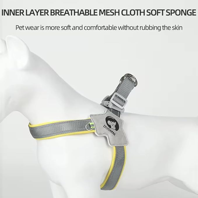 Pet Dog Cat Harness, Pet Harness with Leash Set, Adjustable Puppy Harness Comfortable Reflective Easy Control Dog with Leather Leash, No-Pull No Choke Pet Harness for Training Walking