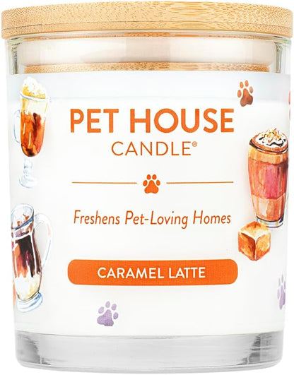 One Fur All Pet House Candle Plant-Based/Soy Candle - Clean Burning Scented Candles, Long Lasting Pet Odor Candle for Home - Caramel Latte