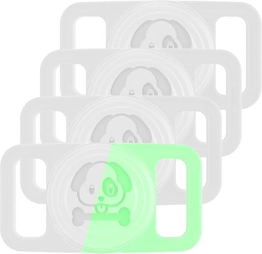 Kiniza 4 Pack Silicone AirTag Cat Dog Pets Collar Holder Waterproof with GPS Tracker for Apple White