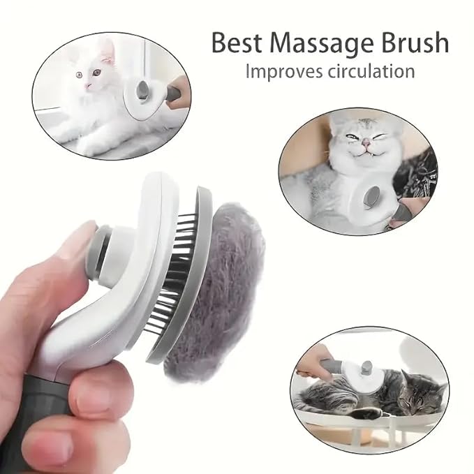 Pet Hair Removal Comb, One-click Undercoat Hair Removal Slicker Brush For Dog And Cat Grooming Tool, Blue