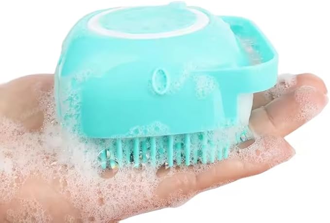 Dog Bath Brush, Scrubber Shampoo Massage Dispenser Grooming Soft Silicone Scrubber For Bath Water Brush For Dogs Dog Washing Brush Bath Scrubber For Pets (Light Blue)