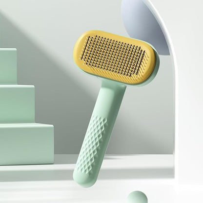 Self Cleaning Slicker Brush,Pet Grooming Brushes For Long Short Haired Dogs Cats, Removes Loose Undercoat & Tangled Hair And Shedding Hair Fur, For All Kind Of Animals (green)