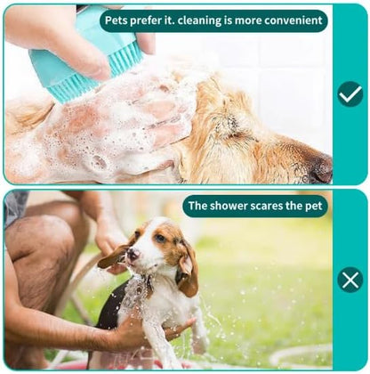 S.K PRODUCTION Pet Grooming Bath Massage Brush Scrubber with Shampoo and Soap Despenser Soft Silicone Bristle for Long Short Haired Cats Dogs Shower (Pink)
