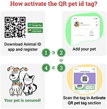 QR Code Pet Tag Service Dog ID - ESA - Emotional Support Service Dog Name Tags (Service Dog, Bone)