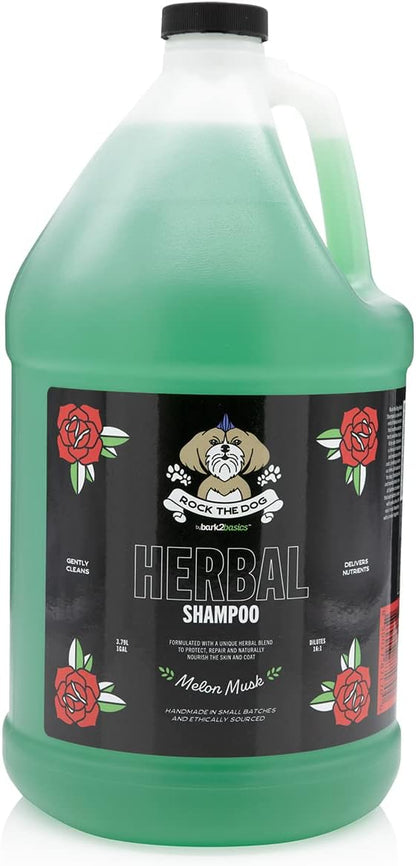 Bark2Basics Rock The Dog Herbal Pet Shampoo, 1 Gallon - Naturally Derived Ingredients, Unique Herbal Blend, Protects, Repairs, and Nourishes, Professional Grade