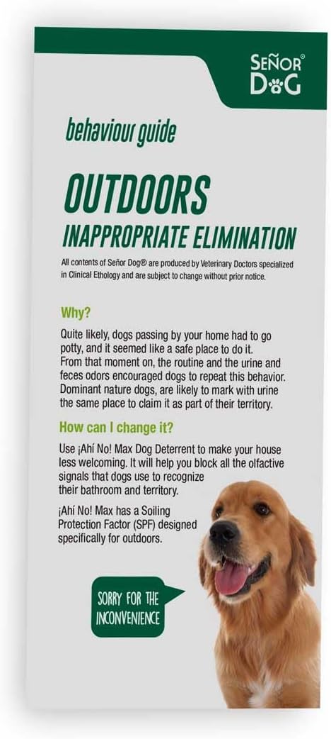 Señor Dog™ WeeWee No More! MAX 1X. Dog Training Spray for Outdoor use. Pet Safe Formula