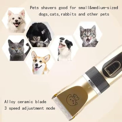 Pet Grooming Kit, Rechargeable Clippers with 6 Guide Combs, Stainless Steel Blades, Scissors, Comb