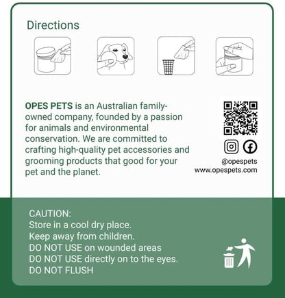 OPES Pets Cats & Dogs Eye & Face Wipes, Gently Removes Discharge, 100% Plant-Based, Biodegradable, 200 Count.