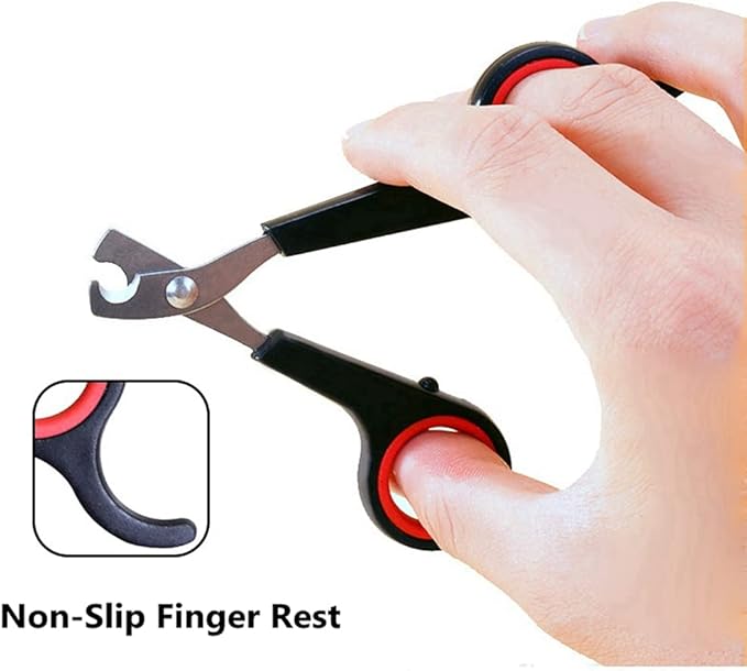 HAICHEN TEC Rabbit Nail Clippers and Trimmers Stainless Steel Pet Claw Grinding Scissors for Small Breeds Cats Guinea Pig Puppy Ferret Hamsters Chinchilla Sugar Glider Grooming Tool Set (Black)