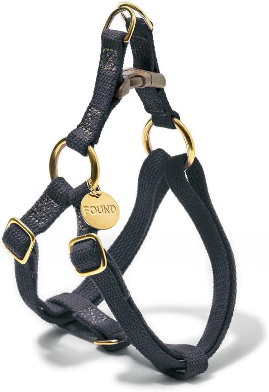 Found My Animal - Black Cotton Cat & Dog Harness (Large) - Hand Dyed & Crafted Dog Harness - Adjustable, Pet Harness with Solid Brass Rings & Buckle - Dog Training Harness - Made in USA