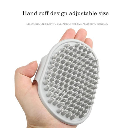 Pet Grooming Brush Set, 2 PCS, Rubber Massage Comb with Adjustable Handle for Dogs and Cats (Blue+Gray)