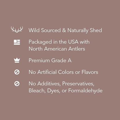 Amazon Brand - Wag Dog Deer Antler Chew, Naturally Shed, Whole, Large 8-9.5 inches (Best for Dogs 30-45 lbs), 3.20 Ounce (Pack of 4)