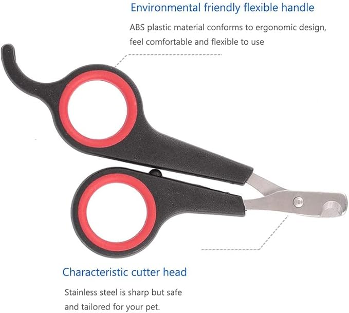 HAICHEN TEC Rabbit Nail Clippers and Trimmers Stainless Steel Pet Claw Grinding Scissors for Small Breeds Cats Guinea Pig Puppy Ferret Hamsters Chinchilla Sugar Glider Grooming Tool Set (Black)