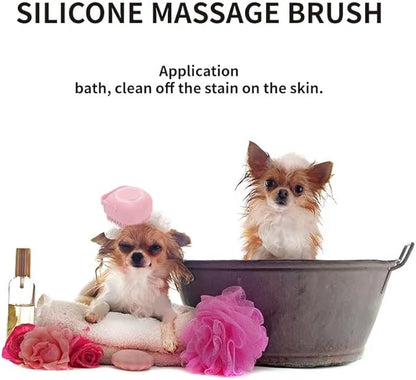 Pet Grooming Bath Brush with Shampoo Dispenser – Soft Silicone Scrubber for Dogs & Cats – Gentle Cleaning, Shedding, and Bathing Tool for Pets