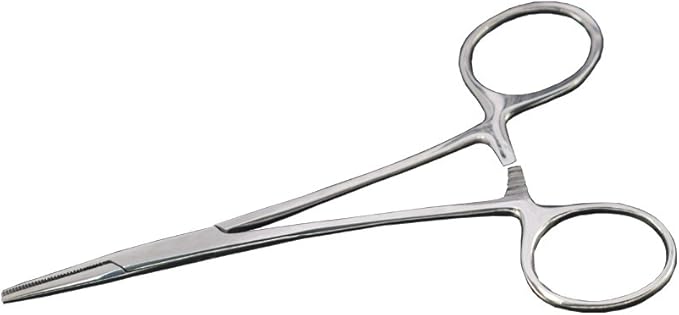 Professional Stainless Steel Pets Dogs Cats Hemostat Forceps Scissors Ear Hair Clamp Pulling Shears Plier Pet Dog Trimmer Accessories Straight Silver