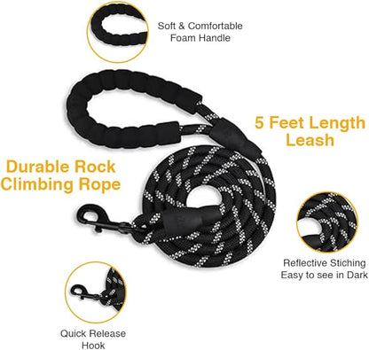 Dog Harness and Leash Duo, No Pull Vest Harness with 5 Ft Leash, Soft padded Vest, No-Choke Oxford Pet Harness, Easy Control Handle and Adjustable Pet Harness (Rose Red, Large)