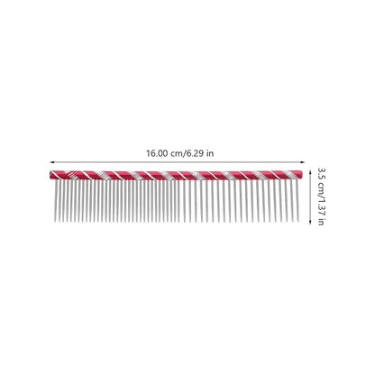 UEETEK Dog Grooming Comb : Stainless Steel Dog Combs with Rounded Ends for Dematting & Shedding, 2-in-1 Fine & Wide Tooth Design, 6.3 X 1.38 X 0.12 Inch (Rose Red)