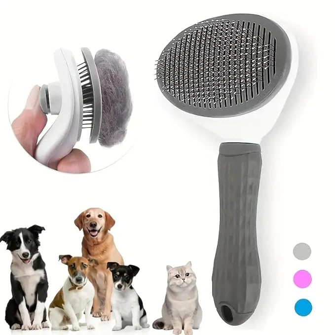 Pet Grooming Brush For Cats & Dogs Self-Cleaning Slicker Brush Hair Removal Comb Gentle De-shedding Grooming Tool