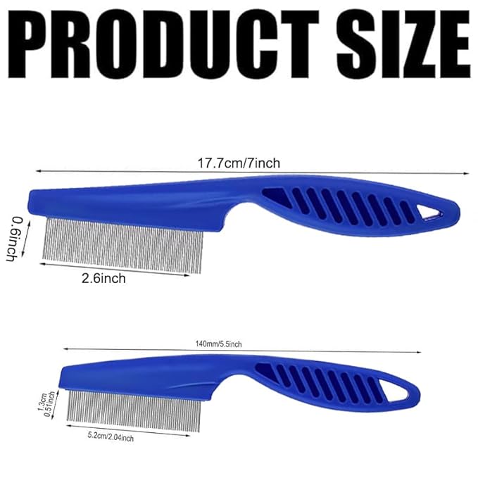 Pet Grooming Comb - 2-in-1 Multifunctional Stainless Steel Comb for Flea, Tear Stain Removal, and Dehairing Dogs and Cats' Face, Paws, and Body