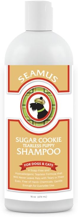 SEAMUS Sugar Cookie Tearless Puppy Shampoo – Made from Tearless Baby Shampoo, soap-Free, Hypo-allergenic, Ideal for Sensitive Skin, Best Shampoo for Puppies, Dogs, Cats, Kittens and Horses