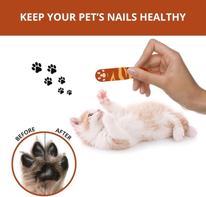 Pet Nail Files Grinder Trim Doublesided Hard and Soft Nail File for Pets Dog Cat Parrot (D 5 Pieces), Orange