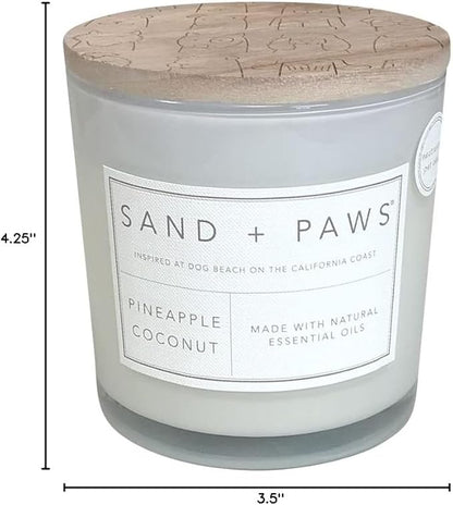 Sand + Paws Scented Candle - Pineapple Coconut - Additional Scents and Sizes –Luxurious Air Freshening Jar Candles Neutralize pet Odors and Enhance Home décor – 100% Cotton Lead-Free Wicks - 21 oz