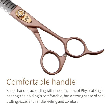 Fenice Peak 7‘’ Professional Dog Grooming Scissors Set Rose Gold 440C Stainless Steel Straight Thinning Curved Chunker Shears 4pcs Set for Pet Grooming Services Dogs and Cats