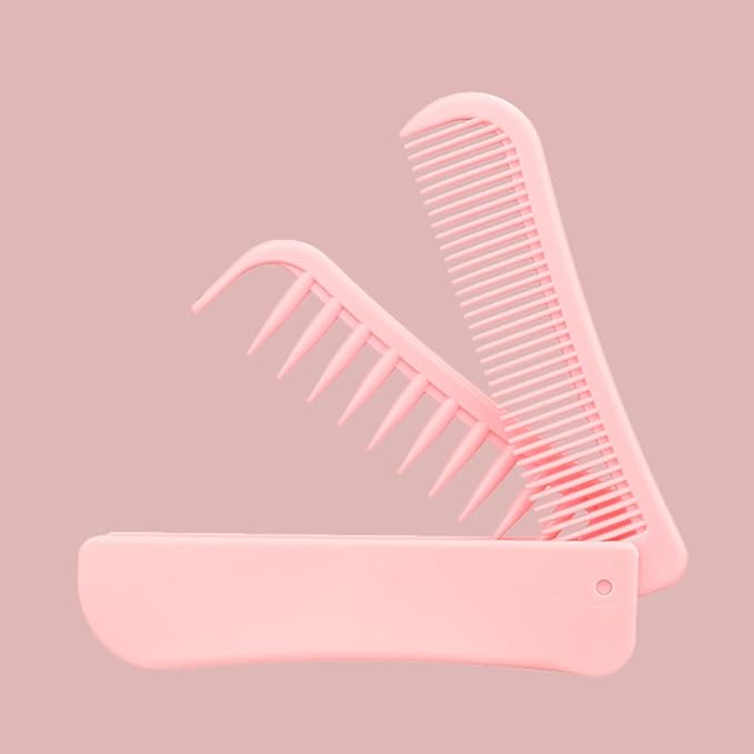 Foldable Dual-Head Puppy Brush, Small Dogs Interchangeable Combs Soft Bristles Portable Grooming Tool, Fit for Yorkie Shih Tzu Maltipoo Maltese (Pink)