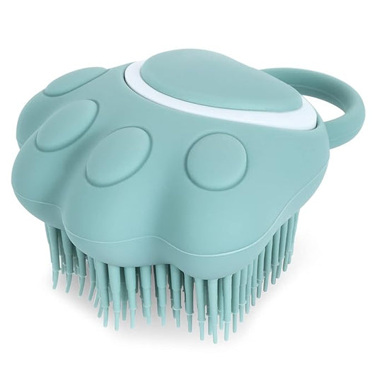 Molain Pet Grooming Brush, Silicone Rubber Dog Bath Brush Comb, Soft Silicone Puppy Massage Brush Hair Fur Grooming Cleaning Brush with Shampoo Dispenser, Blue
