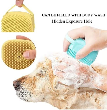 Dog Bath Brush, Scrubber Shampoo Massage Dispenser Grooming Soft Silicone Scrubber For Bath Water Brush For Dogs Dog Washing Brush Bath Scrubber For Pets (Light Blue)