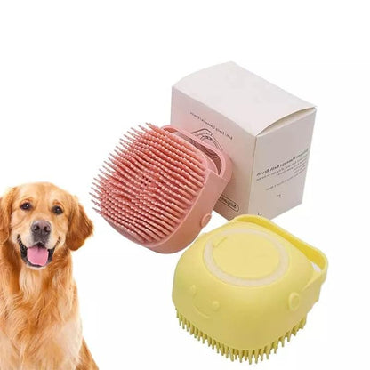 Silicone Grooming Brush for Dogs and Cats - Short and Long Hair Cleaning and Washing (Pink)