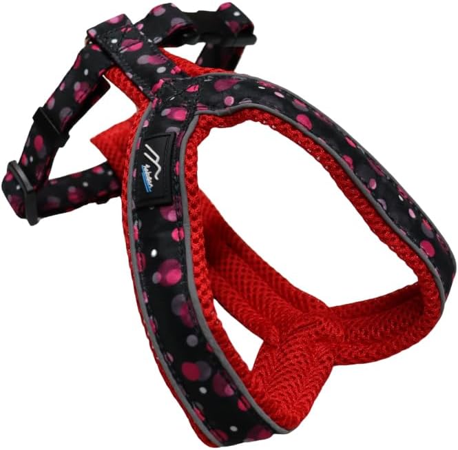 [白山:Hakusan] Y Type Mech Dog Harness Dot Made by Japanese,Comfortable, Light, Easy Put on-Off, 35- Small & Medium God, Red