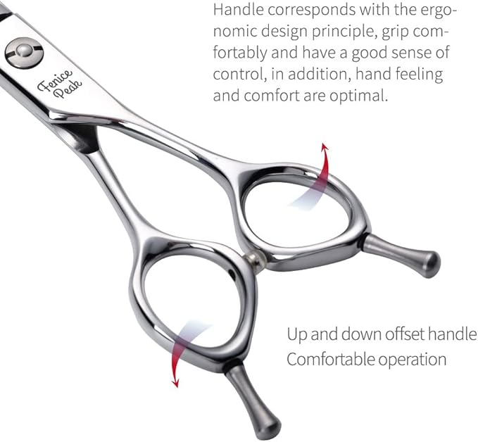 Fenice Peak Dog Grooming Shears Curved Thinning Scissors for Dogs and Cats Face Body Trimming Shears 440C 7''