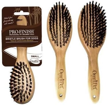 Pro-Finish Bristle Grooming Brush with Carbonized Bamboo Handle, Small, 7.5"