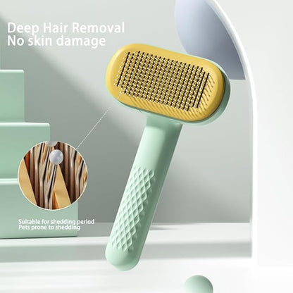 Self Cleaning Slicker Brush,Pet Grooming Brushes For Long Short Haired Dogs Cats, Removes Loose Undercoat & Tangled Hair And Shedding Hair Fur, For All Kind Of Animals (white)