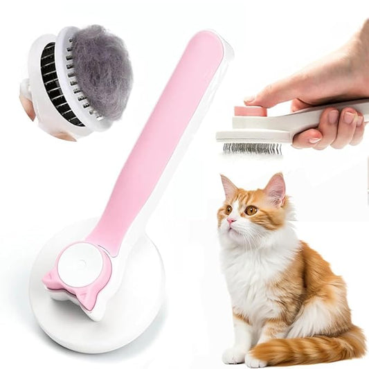 PetNBeyond Self-Cleaning Grooming Brush for Cats and Dogs - Easily Removes Loose Undercoat, Mats, and Tangled Hair - Offers a Gentle Massage for Dogs and Cats