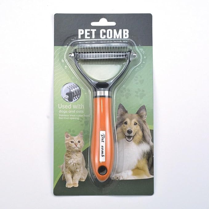 Pet Grooming Brush for Dogs and Cats (orange)