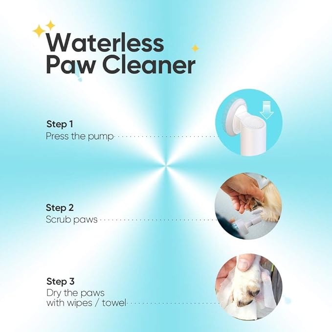 PETRIBE Dog Paw Cleaner, Portable Waterless Cleaning Shampoo for Dogs Foot Washer, Silicone Dogs Cat Foot Grooming Brush for Muddy Paws Rose Scent