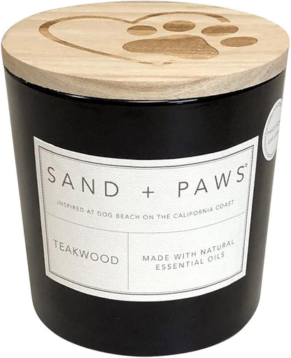Sand + Paws Scented Candle - Teakwood - Additional Scents and Sizes –Luxurious Air Freshening Jar Candles Neutralize pet Odors and Enhance Home décor – 100% Cotton Lead-Free Wicks - 21 oz