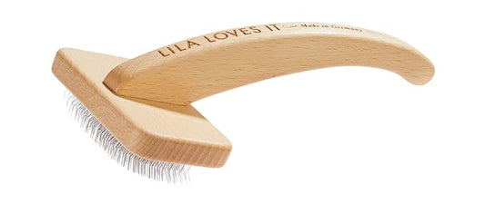 Undercoat brush for dogs - with rounded metal tines, vegan, with beech wood from sustainable forestry, SLICKER BRUSH SMALL by LILA LOVES IT