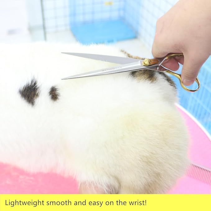 HASHIMOTO Straight Dog Grooming Scissors, 7.0 inch, Light Weight, Balanced, Ergonomically Designed for Professional Pet Groomers or Home Grooming