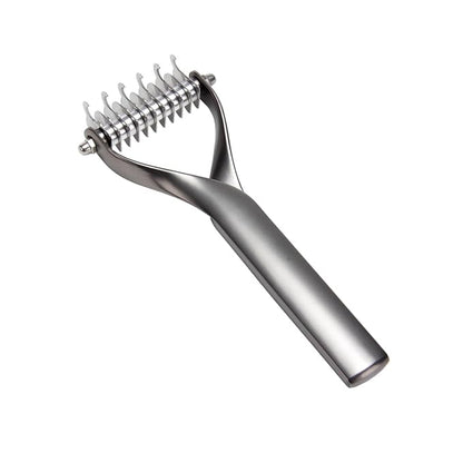 Pet comb Unknot Unknot comb Y-shape floating-off dog rake comb Zinc alloy dog comb hair removal dog comb (Small, Black)