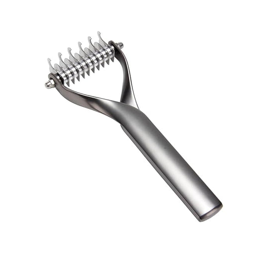 Pet comb Unknot Unknot comb Y-shape floating-off dog rake comb Zinc alloy dog comb hair removal dog comb (Small, Black)
