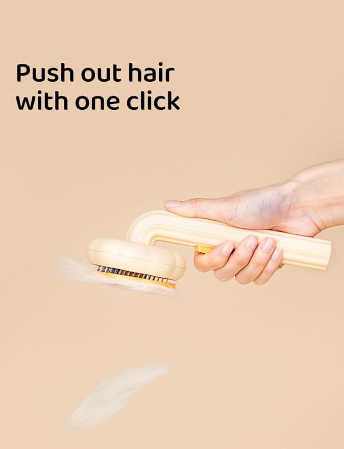 Pet Grooming Tool - Brush with Release Button for Detangling Long and Short Hair, Removing Fur Knots, Shedding, and Fleas on Dogs and Cats