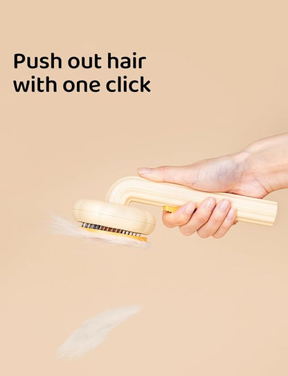 Pet Grooming Tool - Brush with Release Button for Detangling Long and Short Hair, Removing Fur Knots, Shedding, and Fleas on Dogs and Cats