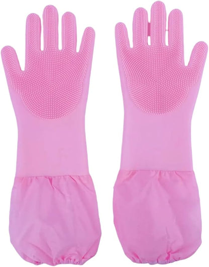 Pet Grooming Gloves with Brush,Lengthened Silicone Gloves, High-Density Massage Column Design, Suitable for Bathing and Massaging Cats and Dogs at Home or in Pet Stores