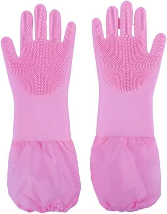 Pet Grooming Gloves with Brush,Lengthened Silicone Gloves, High-Density Massage Column Design, Suitable for Bathing and Massaging Cats and Dogs at Home or in Pet Stores