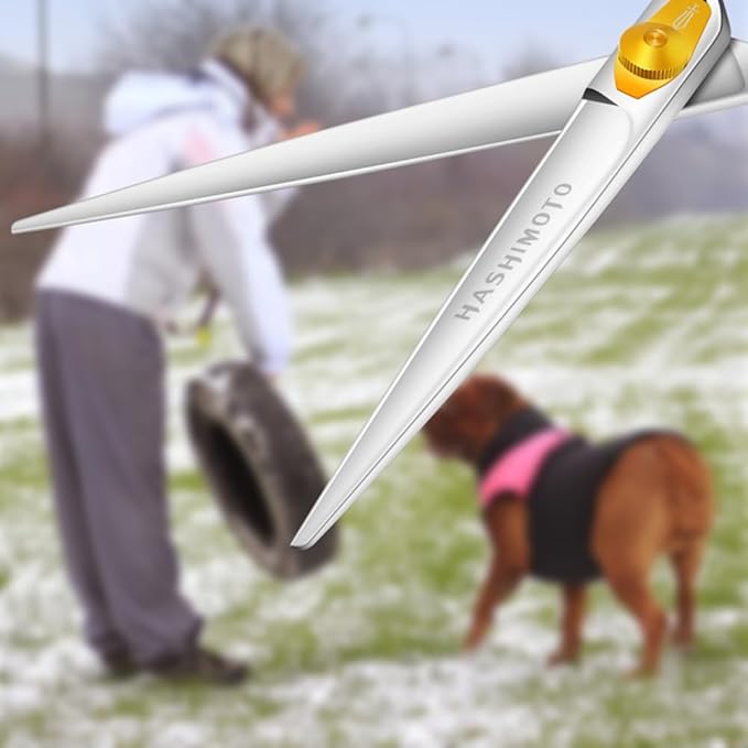 HASHIMOTO Straight Dog Grooming Scissors, 7.0 inch, Light Weight, Balanced, Ergonomically Designed for Professional Pet Groomers or Home Grooming