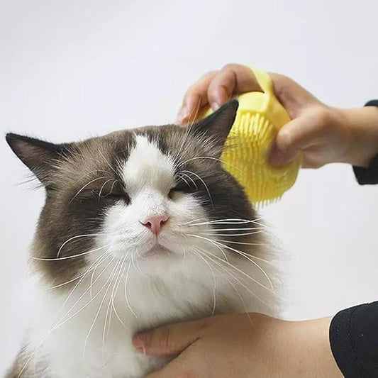 Bathroom Puppy Big Dog Cat Bath Massage Brush Soft Safety Silicone Pet Accessories For Multifunctional yellow
