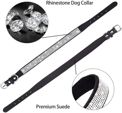 Diamond XS Dog Collar Girl, Bling Dog Collar with Rhinestone Crystal Glitter Female Dog Collars for Puppy XXS XS Small Dogs and Cats, Dark Black, XS